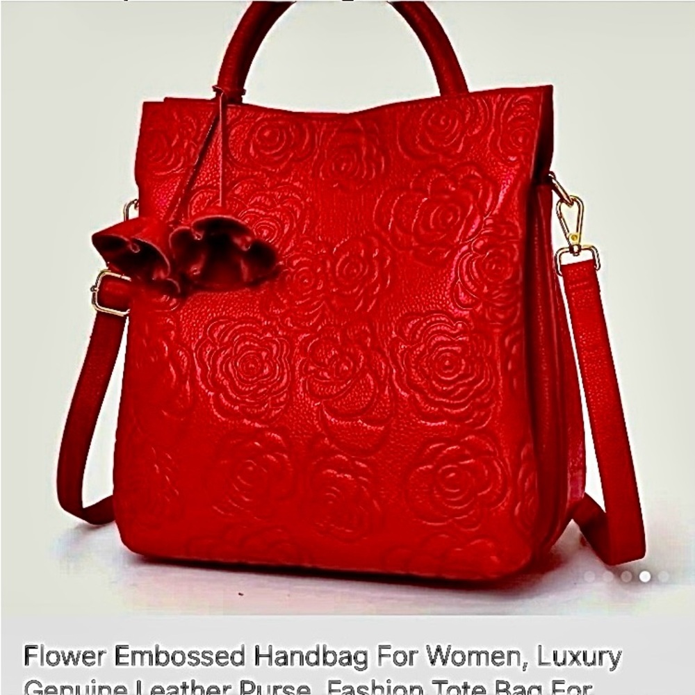 NWOT~LEATHER Floral Embossed Luxury Fashion Tote/Satchel/Handbag/Shoulder bag